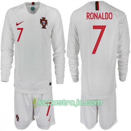 Billiga Fotbollströjor Portugal RONALDO 7 Barn VM 2018 Borta tröja Långärmad